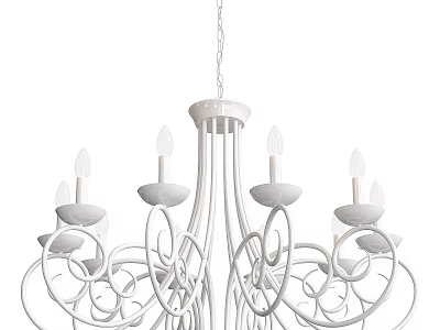 Elegant White Chandelier With Curved Arms And Candle Style Lights 3d model