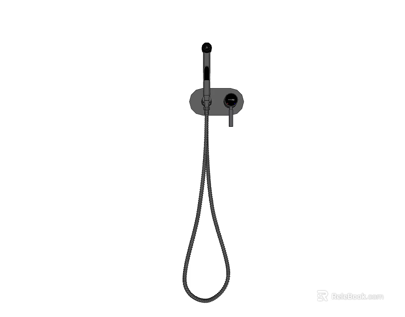 Wall Mounted Handheld Shower with Flexible Hose and Control Knob 3d model 