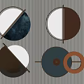 Modern Geometric Circular Wall Decor With Multicolor Sections And Metal Frames 3d model