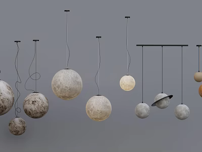 Modern Textured Spherical Chandeliers In Various Designs For Interior Decorative 3d model