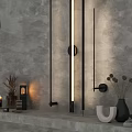 Modern Wall Lamp With Sleek Design On Gray Wall And Decorative Vase