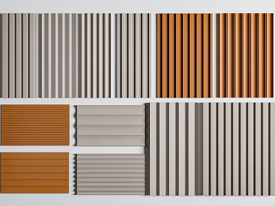 Various Modern Wall Panels With Different Colors And Striped Patterns 3d model