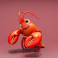 Cute Red Cartoon Lobster Character With Smiling Expression And Big Claws Aquatic Animal