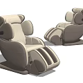 Modern Beige and Brown Leather Massage Chair with Ergonomic Design and Comfortable Seating