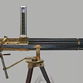 Vintage Multi Barrel Machine Gun With Brass Components And Tripod Stand 3d model