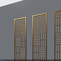 Elegant Modern Geometric Pattern Casement Doors With Golden Frame Design 3d model