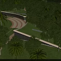 Scenic Park Landscape With Lush Green Trees Palm Trees Winding Paths And Grass Lawns