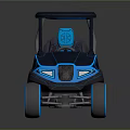 Sleek Modern Golf Cart With Blue Black Accents Stylish Wheels And 88 Seat Logo