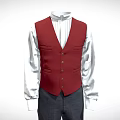 Red Vest With White Shirt And Dark Pants Formal Attire Outfit