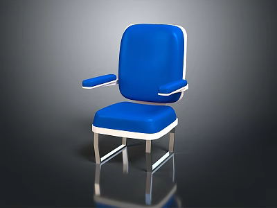Modern Blue Chair With Armrests White Trim And Metal Legs 3d model