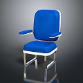 Modern Blue Chair With Armrests White Trim And Metal Legs