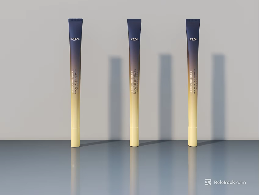 Three Stylish Swing Doors With Gradient Blue And Yellow Finish Design 3d model 