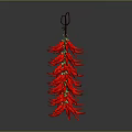 Vibrant Red Chili Peppers Hanging Bunch For Kitchen Decoration And Cooking