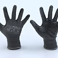 Black Protective Gloves With Latex Coated Anti Slip Grip And Knit Wrist Cuff