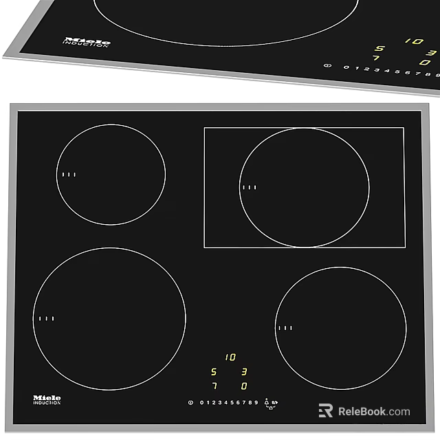 Modern Black Ceramic Induction Cooktop With Four Heating Elements Kitchen Appliance 3d model