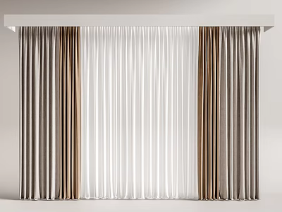 Brown White And Grey Curtains With Modern Design For Home Interior Decor 3d model