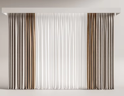 Brown White And Grey Curtains With Modern Design For Home Interior Decor 3d model