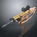 Military Tactical Rifle With Golden Finish Mounted Scope Detachable Magazine And Tactical Stock