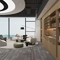 Spacious Modern Lounge Area With Panoramic Floor To Ceiling Windows And Comfortable Cozy Seating