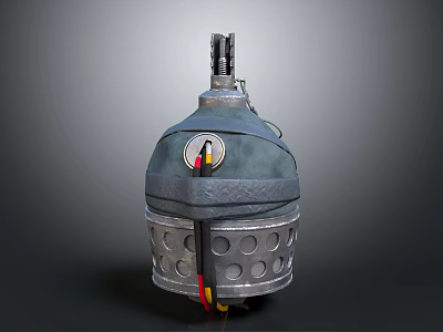 Industrial Mechanical Pump With Metal Casing Drainage Holes And Colored Cables 3d model