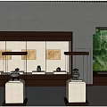 Elegant Cultural Center Exhibition Interior With Glass Display Cases And Artifacts