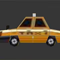 Yellow Pixel Art Taxi Car With Roof Sign And Body Lettering