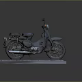 Vintage Green Black Motorcycle On Display Platform With Rearview Mirrors And Black Seat