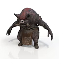 Ferocious Horned Boar Like Mythical Creature With Red Back Black Body And Chain