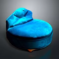 Elegant Blue Velvet Swan Chair With Curved Backrest And Comfortable Seat