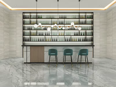 Light Luxury Bar Area Sales Center Wine Bar 3d model