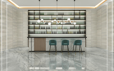 Light Luxury Bar Area Sales Center Wine Bar 3d model