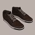 Brown High Top Casual Shoes With Leather Upper Lace Up Design And White Sole