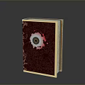 Decorative Book Cover With Brown Background Red White Circular Pattern And Gold Trim