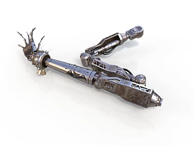 Industrial Mechanical Arm With Metallic Carved Details And Joint Components 3d model