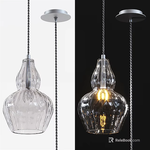 Transparent Glass Pendant Light With Lit And Unlit States For Home Interior Design 3d model 
