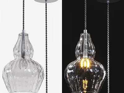Transparent Glass Pendant Light With Lit And Unlit States For Home Interior Design 3d model