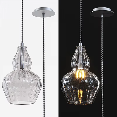 Transparent Glass Pendant Light With Lit And Unlit States For Home Interior Design 3d model