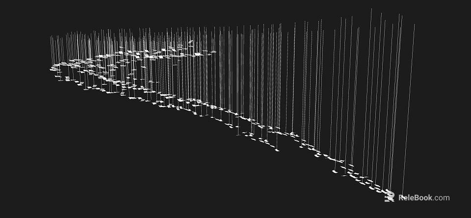 Black and White Line Chandeliers with Slender Lines Small Bottom Structures in Modern Artistic Arrangement 3d model 