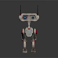 3D Mechanical Robot Character With Red White Design And Big Eyes 3d model