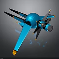 Futuristic Blue Mechanical Character Featuring Black Appendages Orange Accents And 3D Structure