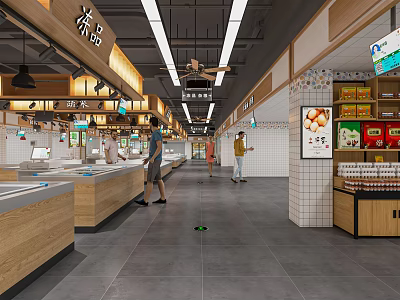 Supermarket Department Store Interior Featuring Shelves Packaged Goods Bright Lighting And Customers 3d model