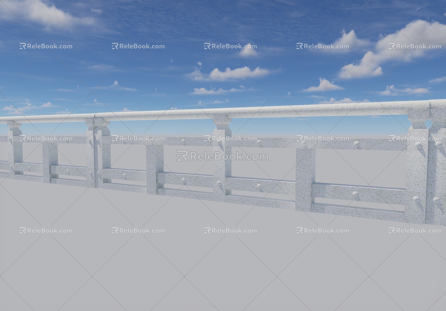 Modern Stone Railing 3d model