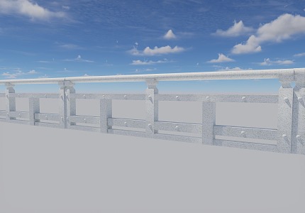 Modern Stone Railing 3d model