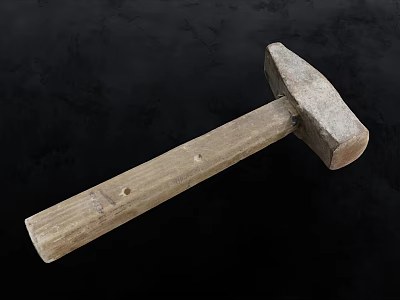 Durable Hammer Hardware Tool With Sturdy Metal Head And Wooden Handle For DIY Projects 3d model