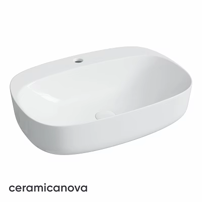 Modern Sleek White Oval Shaped Ceramic Countertop Bathroom Washbasin 3d model