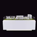 Commercial Building Model Display Equipment Featuring White Structures Transparent Case And Green Turf 3d model