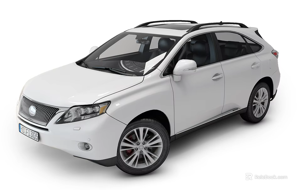 White Modern SUV With Roof Rack Front Grille And Alloy Wheels 3d model 