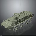 Light Green Armored Military Vehicle With Six Wheels And Turret Structure