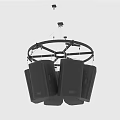 Black Ring Shaped Hanging Audio Speaker System With Multiple Black Speakers 3d model