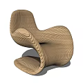 Unique Wooden Leisure Chair with Curved Design Layered Texture and Natural Wood Grain
